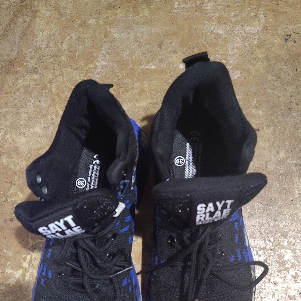 Black and Blue High-Top Sneakers